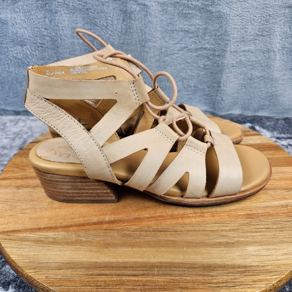 Kork Ease Gladiator Sandal Womens 7 M Beige Leather Shoes Strappy Lace Up Heel